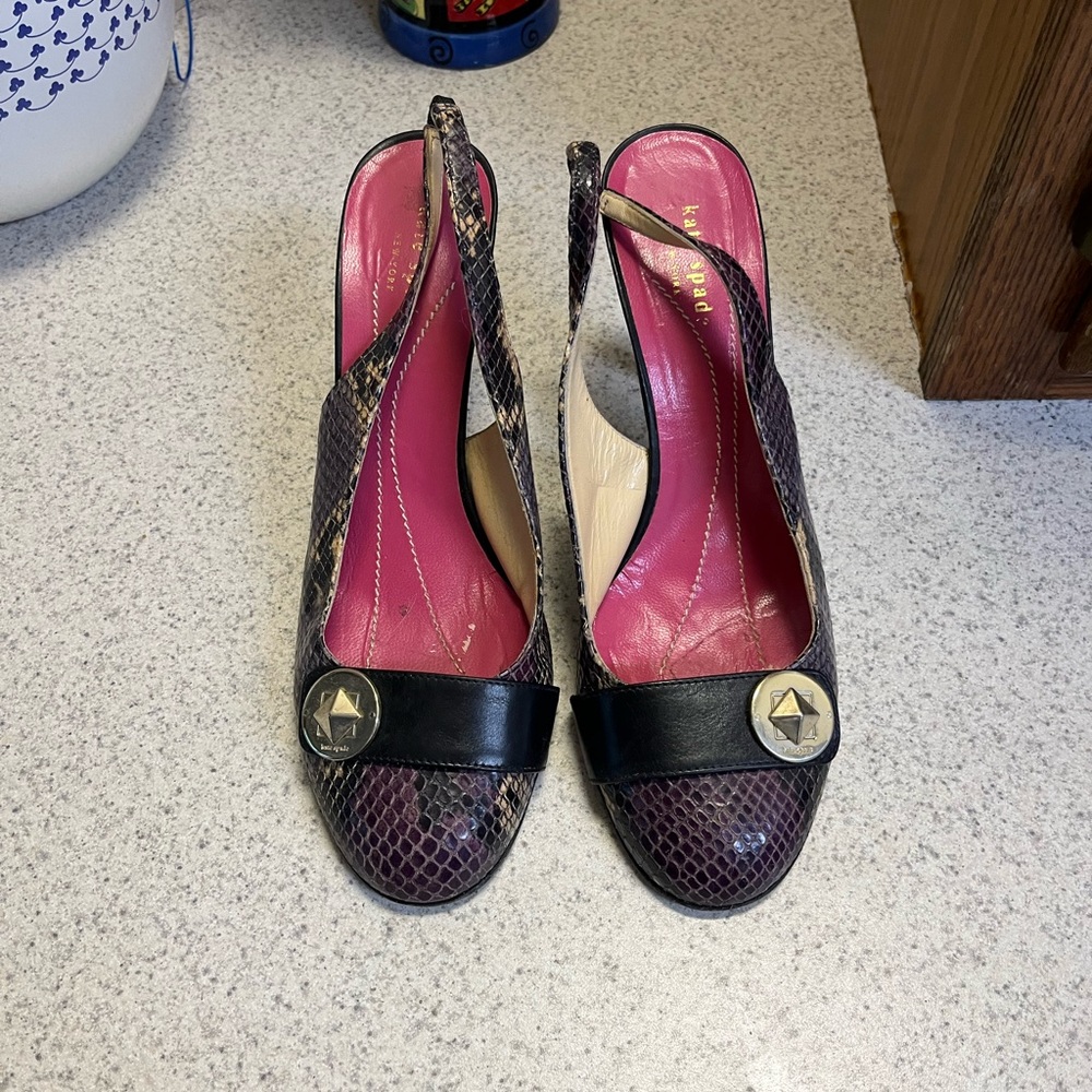 Kate Spade Snakeskin Slingback Pumps Size 8.5